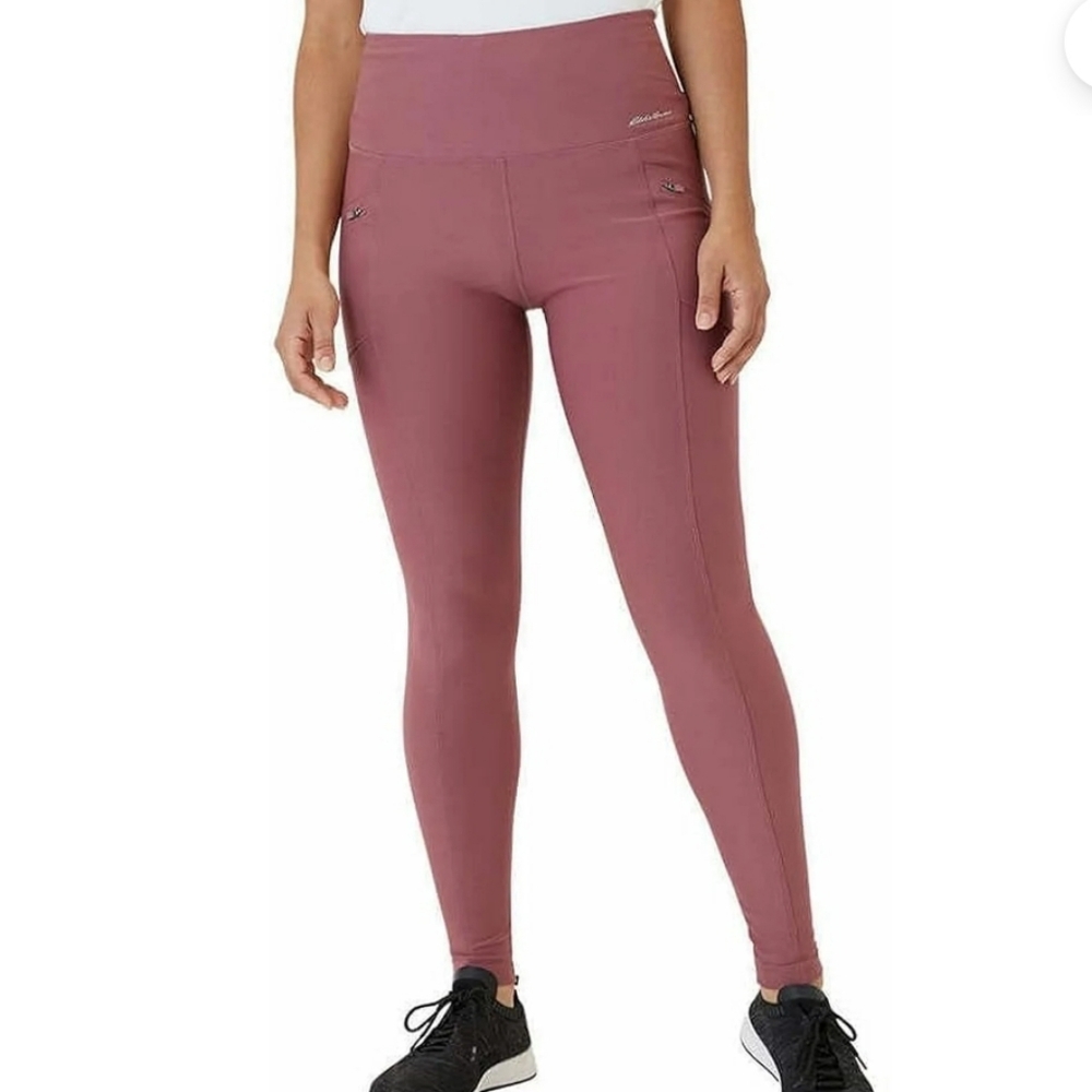 Eddie Bauer Rose Pink High Rise Trail Tight Leggings w/ Zipper Pockets Small - Picture 2 of 15